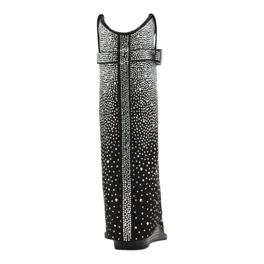Madden Girl Women's Joe Rhinestone Cuffed Western Boots Black Size 7